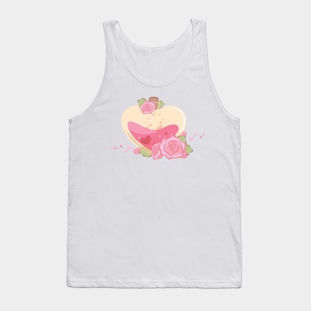 Pink Rose Floral Valentine Heart Shaped Love Potion Tank Top by cSprinkleArt